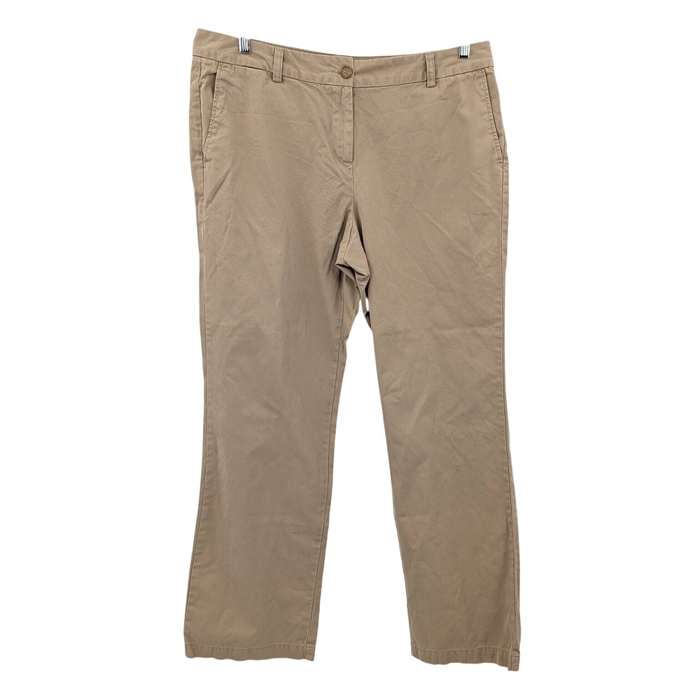 Lands' End Khaki Chino Pants Cotton Straight Leg Casual Office Size 14